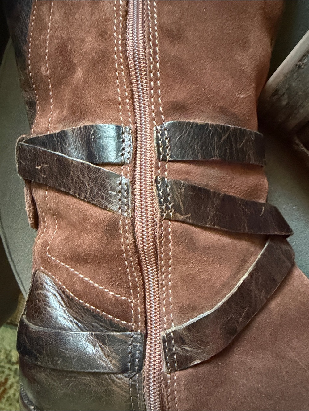 UGG Deanna Suede Moto Boots Chestnut Brown Womens 7.5 Fall Leather - Picture 8 of 14